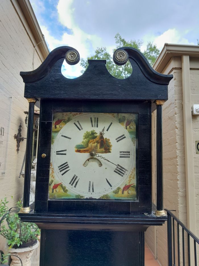 An Antique George III Oak Grandfather / Longcase Clock in an Contemporary Ebonised Finish - Image 6