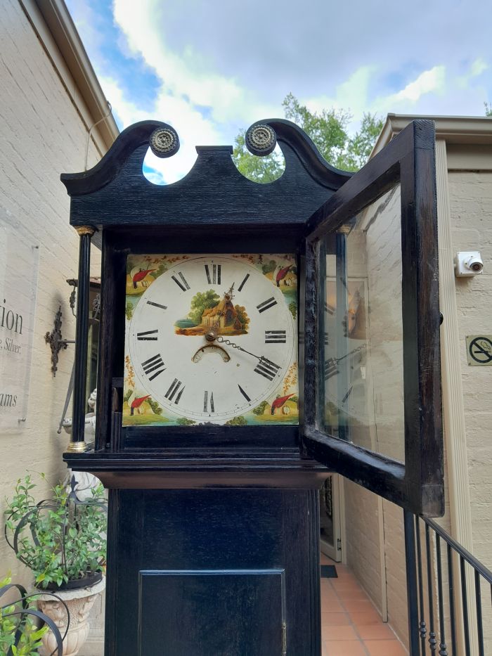 An Antique George III Oak Grandfather / Longcase Clock in an Contemporary Ebonised Finish - Image 8