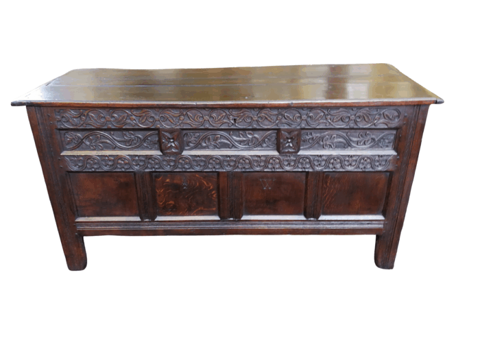James I Carved Oak Kist