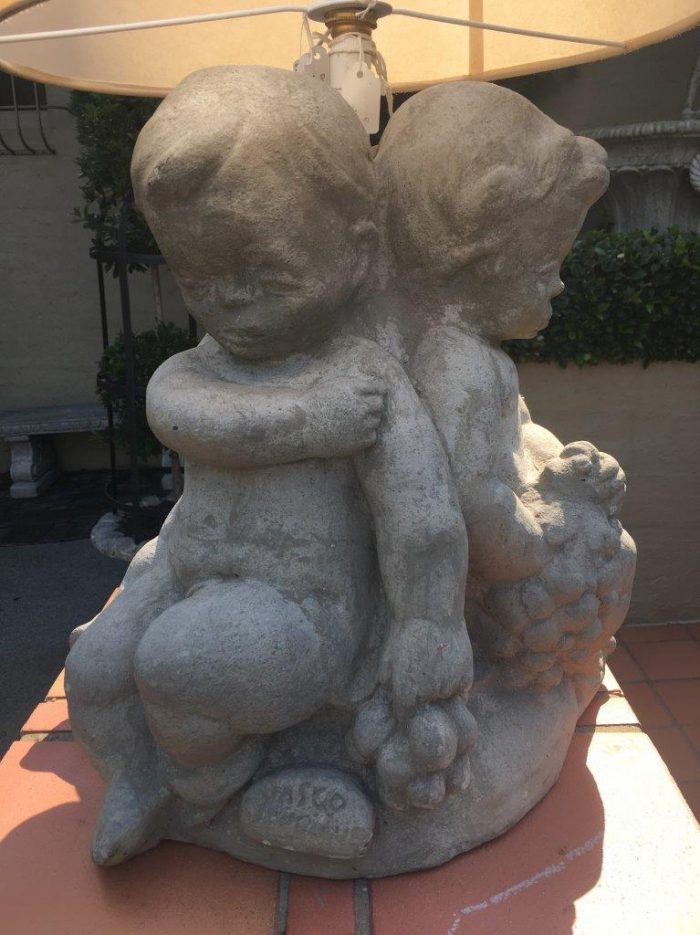 Concrete Cherub Lamp Base - electrified (excl shade) - Image 7