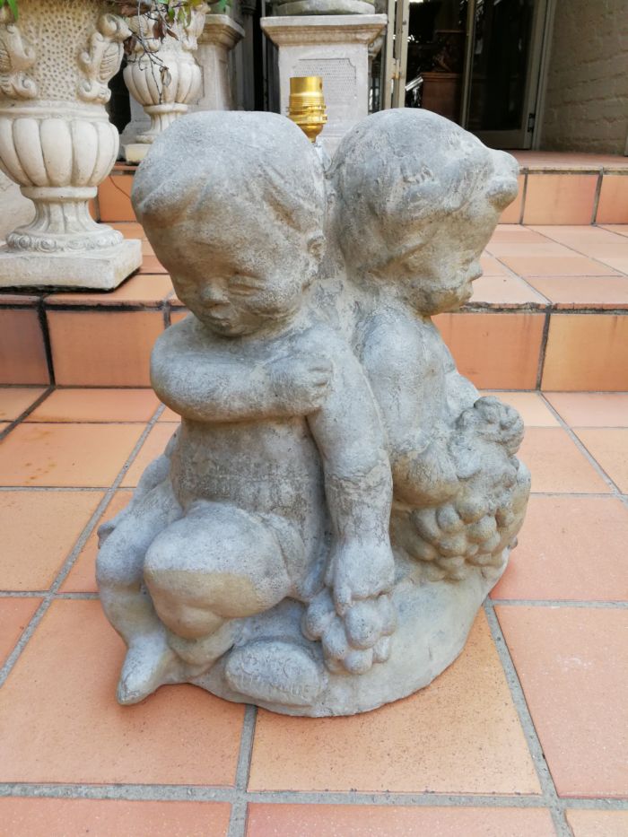 Concrete Cherub Lamp Base - electrified (excl shade) - Image 3