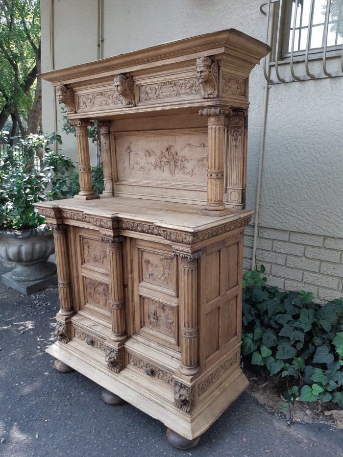Victorian Ornately Carved Cabinet in a Contemporary Bleached / Natural Wood Finish - Image 4
