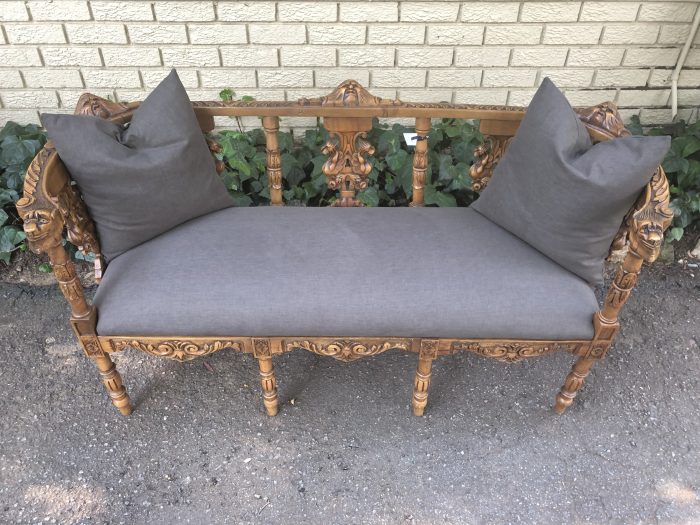 Venetian Walnut Carved Bench Circa 19th Century upholstered - Image 3