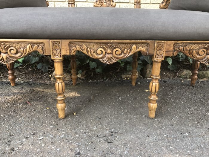 Venetian Walnut Carved Bench Circa 19th Century upholstered - Image 7