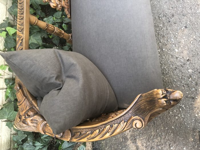 Venetian Walnut Carved Bench Circa 19th Century upholstered - Image 9