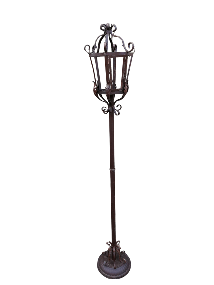 Vintage Wrought Iron Standing Lantern