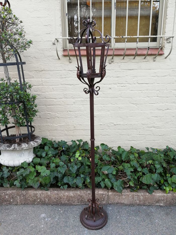 Vintage Wrought Iron Standing Lantern - Image 4