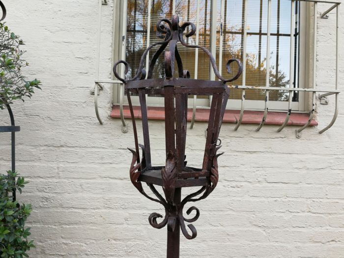 Vintage Wrought Iron Standing Lantern - Image 5