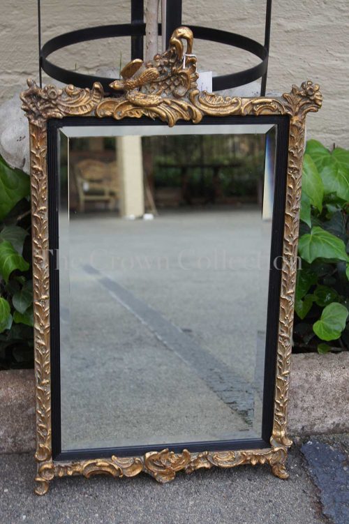 Ornate Gilt Framed Bevelled Mirror with Black Border