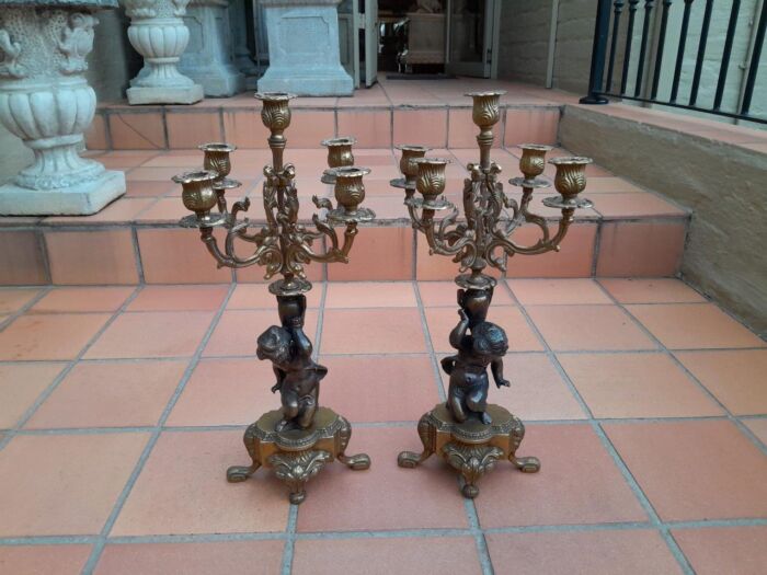A 20th Century Brass Clock/Garniture Set - Image 13