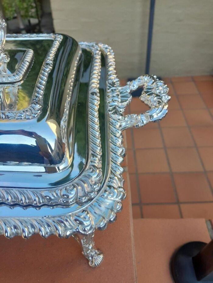 A 19th / 20th Century Victorian Twin Entrée Food Warmer On Stand - Image 9