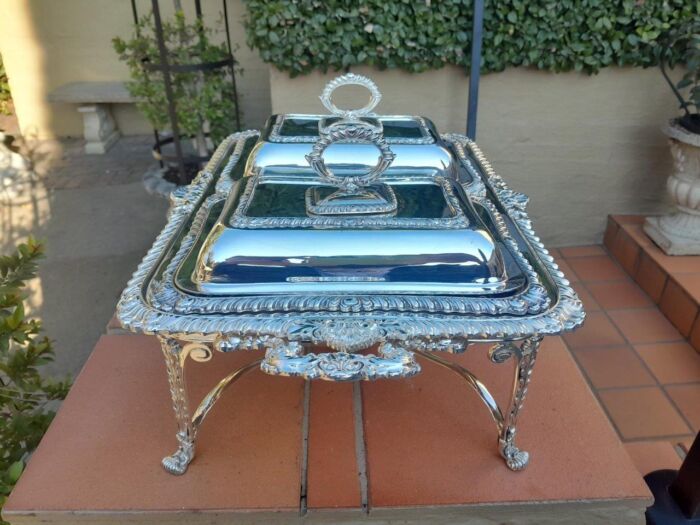 A 19th / 20th Century Victorian Twin Entrée Food Warmer On Stand - Image 10