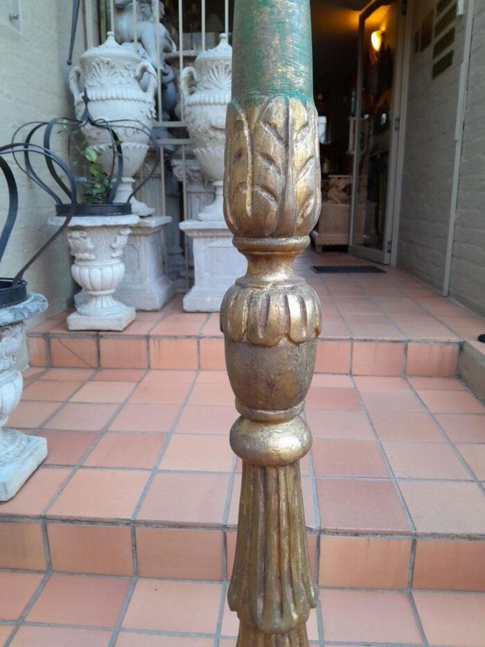 An Early 20th Century Circa 1920 Carved Giltwood Torchiere / Candle Holder For Floor Or Table Décor - Image 6