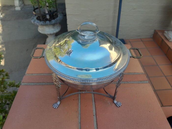 A 20th Century Victorian Style Silver-Plate Entrée Dish On Burner - Image 3