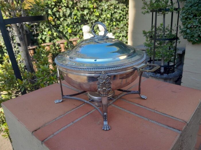 A 20th Century Victorian Style Silver-Plate Entrée Dish On Burner - Image 4