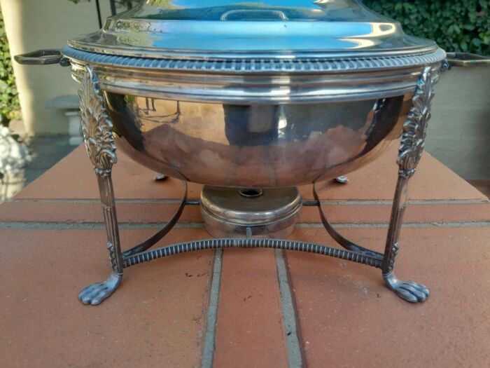 A 20th Century Victorian Style Silver-Plate Entrée Dish On Burner - Image 6