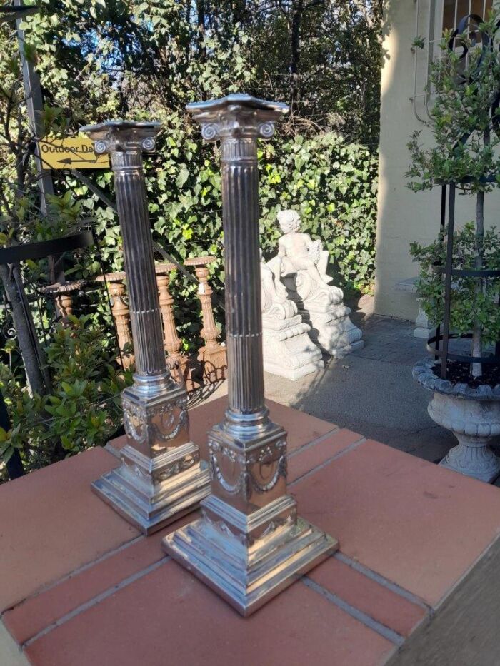 A 20th Century Pair Of French Style Heavy Silver Plate Candlesticks - Image 4