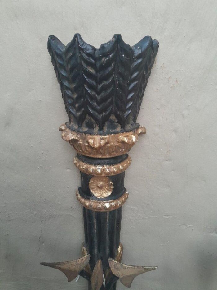 A 20th Century  French Style Pair Of  Giltwood And Metal Wall Light Sconces - Image 9