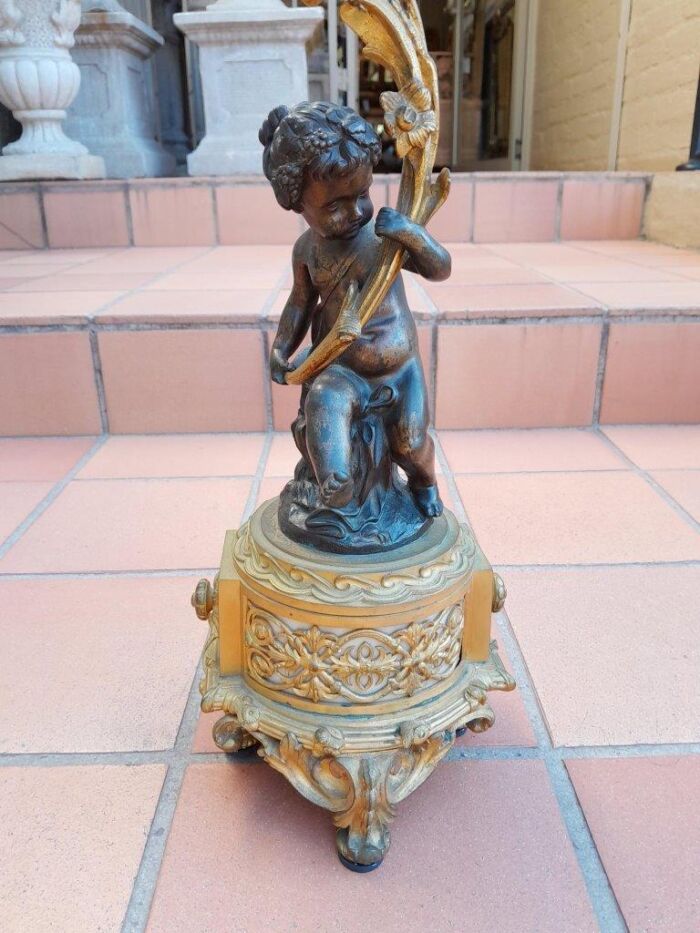 A 19TH Century Large Size Pair of French Louis VI Gilt Bronze Putti Candelabras - Image 6
