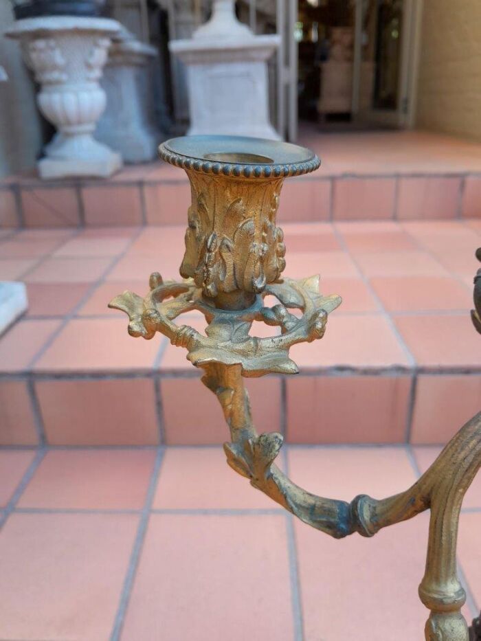 A 19TH Century Large Size Pair of French Louis VI Gilt Bronze Putti Candelabras - Image 8