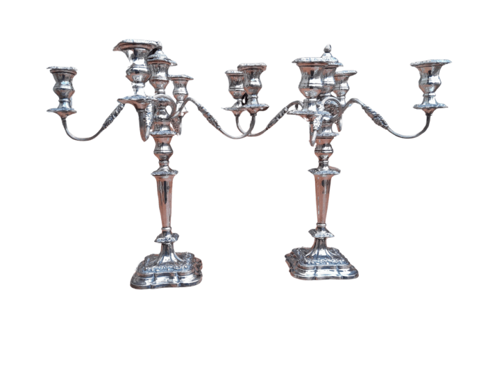 A 20th Century Large and Ornate Pair of Silver-plated Candelabras