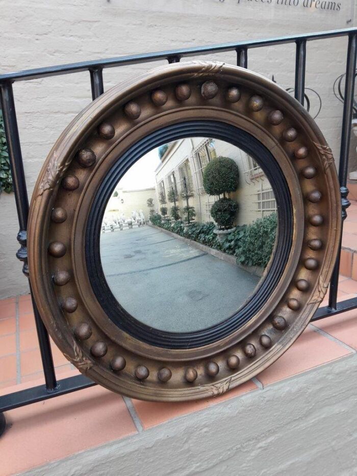 An Antique Gilt-Wood Convex Mirror - Image 2
