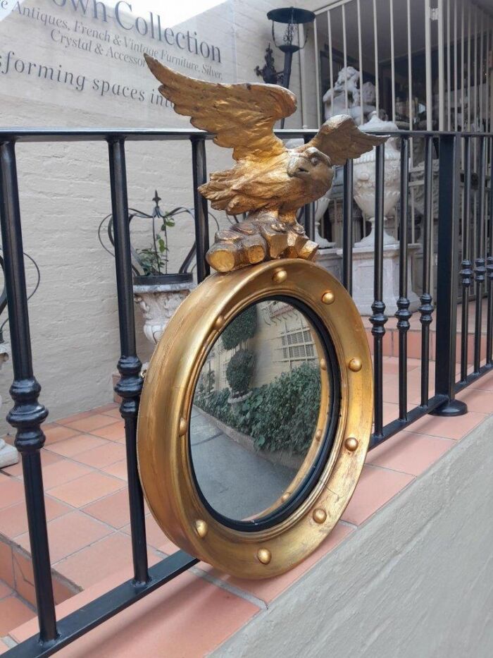 A 20TH Century Regency Style Eagle Gilt Painted Convex Mirror - Image 4