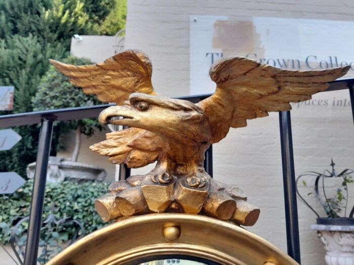 A 20TH Century Regency Style Eagle Gilt Painted Convex Mirror - Image 6