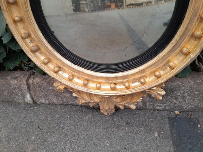 An  English Antique 19th Century Circa 1830s Regency Convex Mirror with Eagle and Ball Detail - Image 4