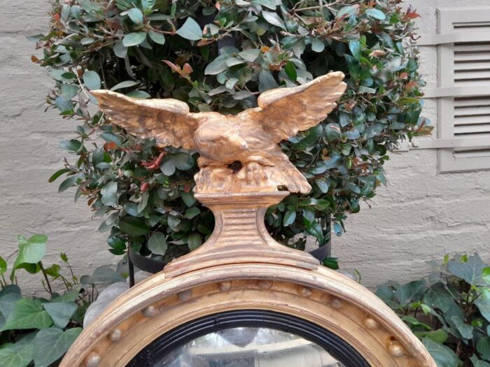 An  English Antique 19th Century Circa 1830s Regency Convex Mirror with Eagle and Ball Detail - Image 6