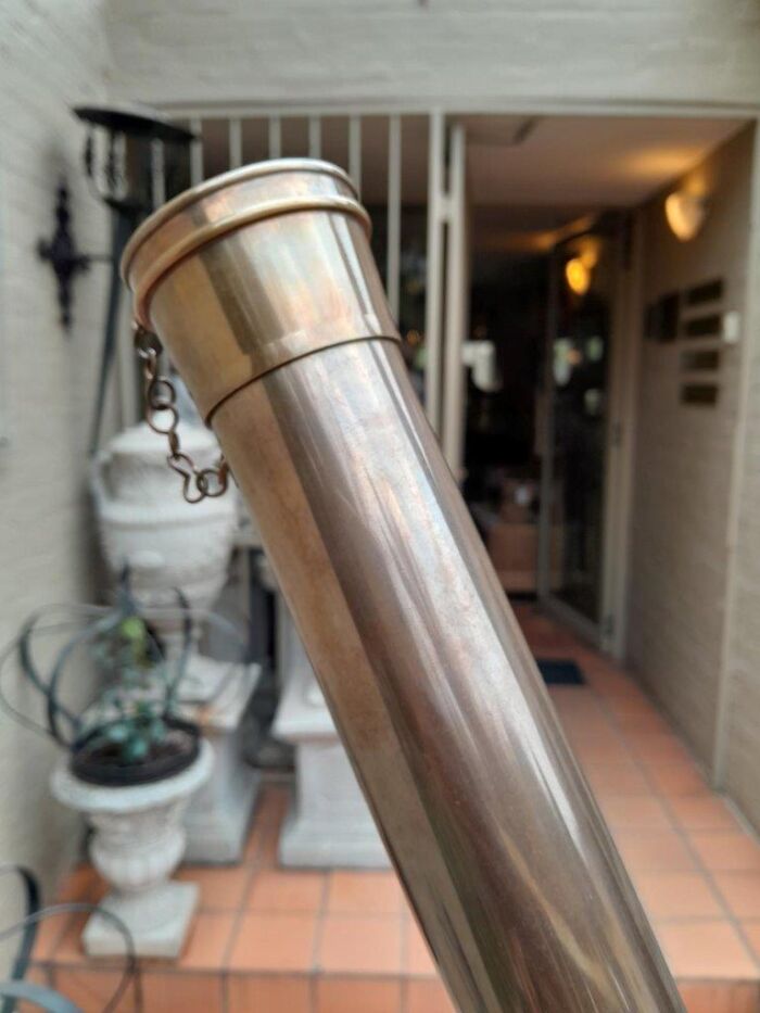 A 20TH Century Solid Brass Telescope on Adjustable Teak Wood Tripod Stand With Brass Fittings and Mounts - Image 6