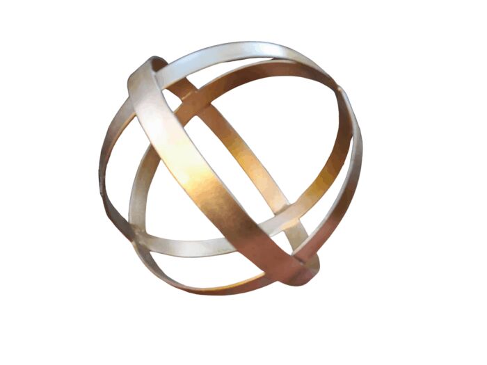 A Decorative Wrought Iron Ball in a Hand Gilded with Gold Leaf Finish (Small)