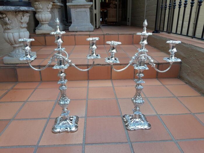 A 20TH Century Pair Of Silver-Plate Candelabras Of Large Proportions - Image 2