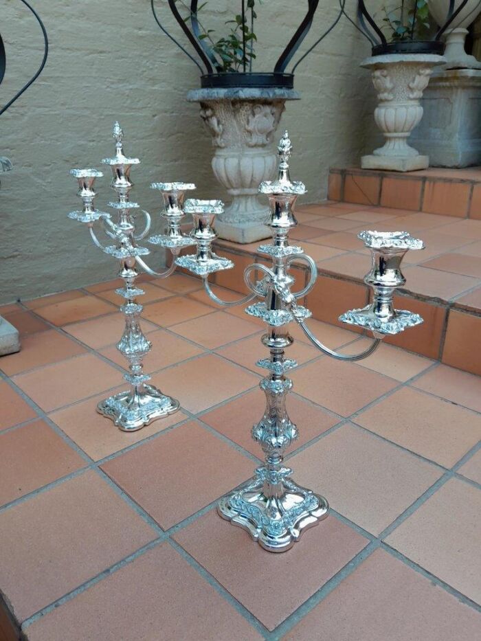A 20TH Century Pair Of Silver-Plate Candelabras Of Large Proportions - Image 3