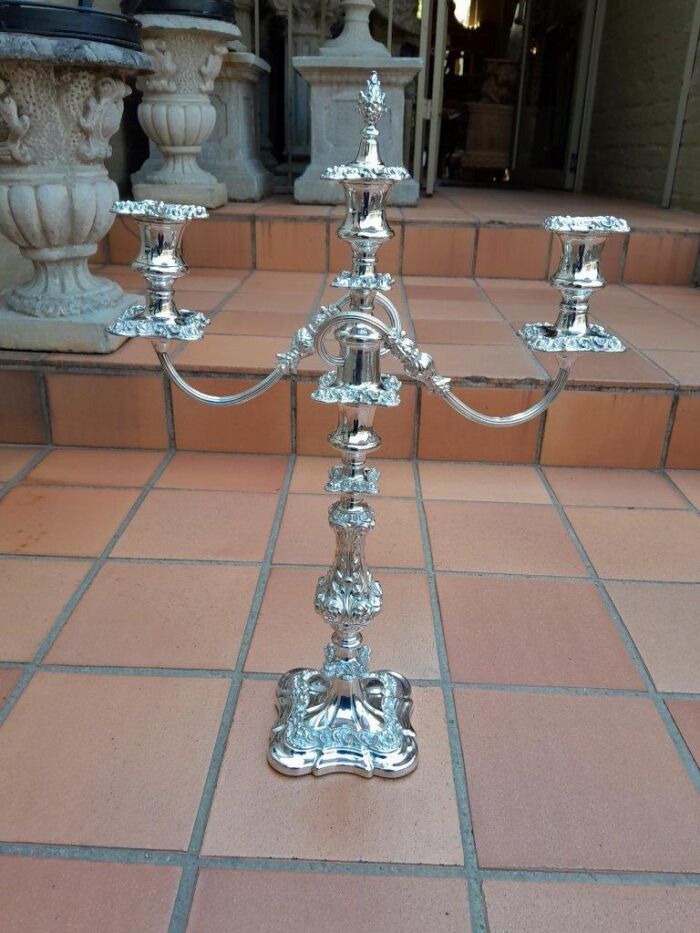 A 20TH Century Pair Of Silver-Plate Candelabras Of Large Proportions - Image 4