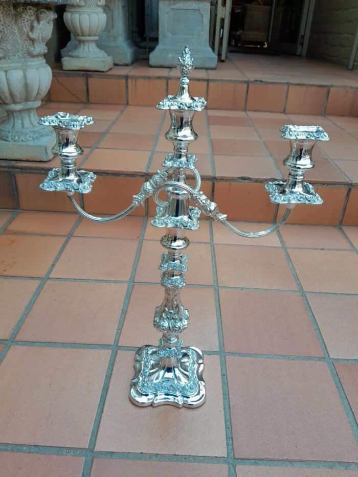 A 20TH Century Pair Of Silver-Plate Candelabras Of Large Proportions - Image 5