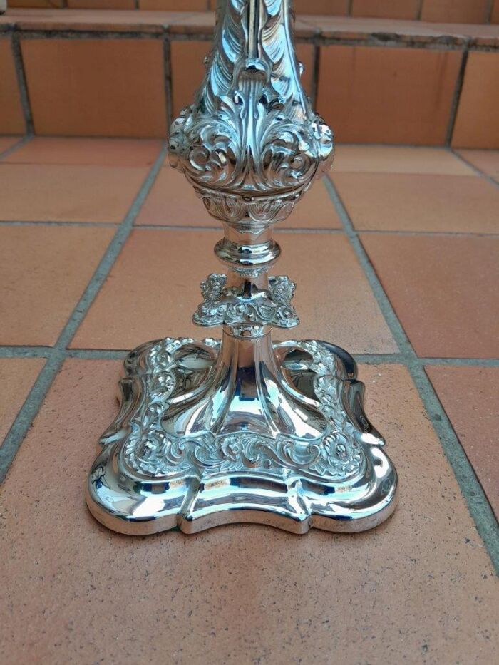 A 20TH Century Pair Of Silver-Plate Candelabras Of Large Proportions - Image 6