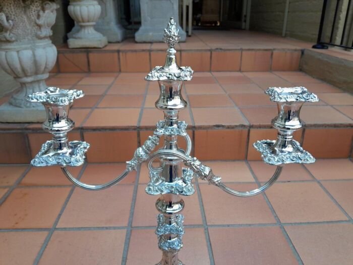 A 20TH Century Pair Of Silver-Plate Candelabras Of Large Proportions - Image 7