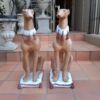 A 20th Century Pair Of Ceramic Whippets On Cushion Bases