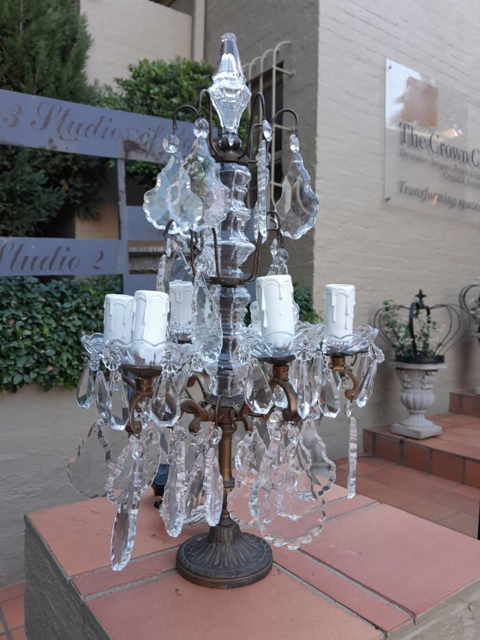 An Early 20th Century French Gilt And Crystal Candelabra Electrified - Image 2