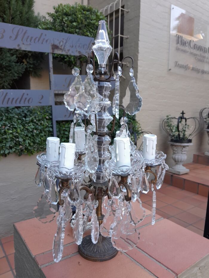 An Early 20th Century French Gilt And Crystal Candelabra Electrified - Image 3