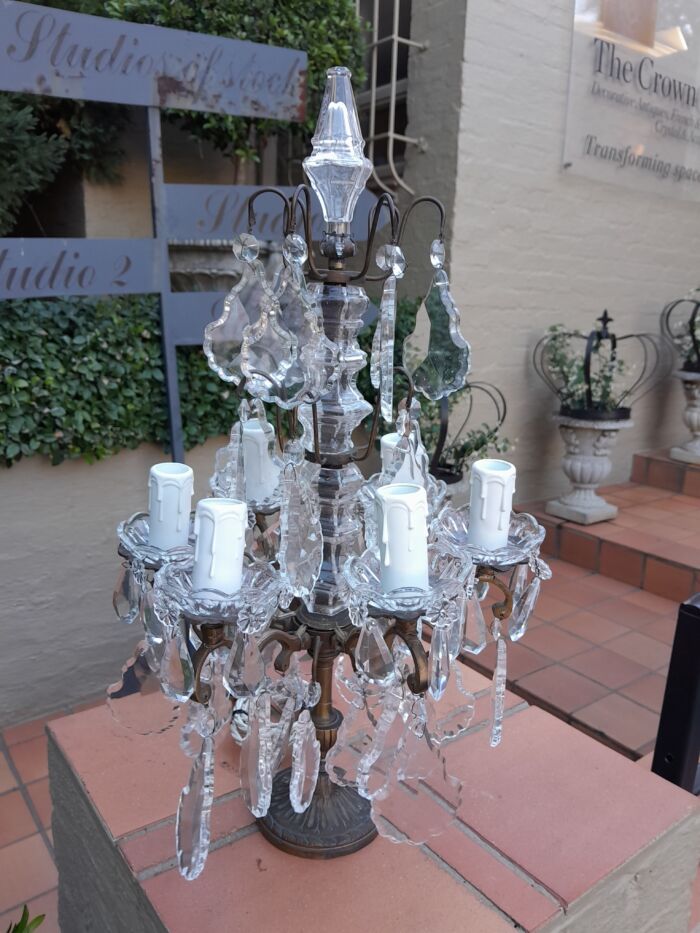 An Early 20th Century French Gilt And Crystal Candelabra Electrified - Image 4