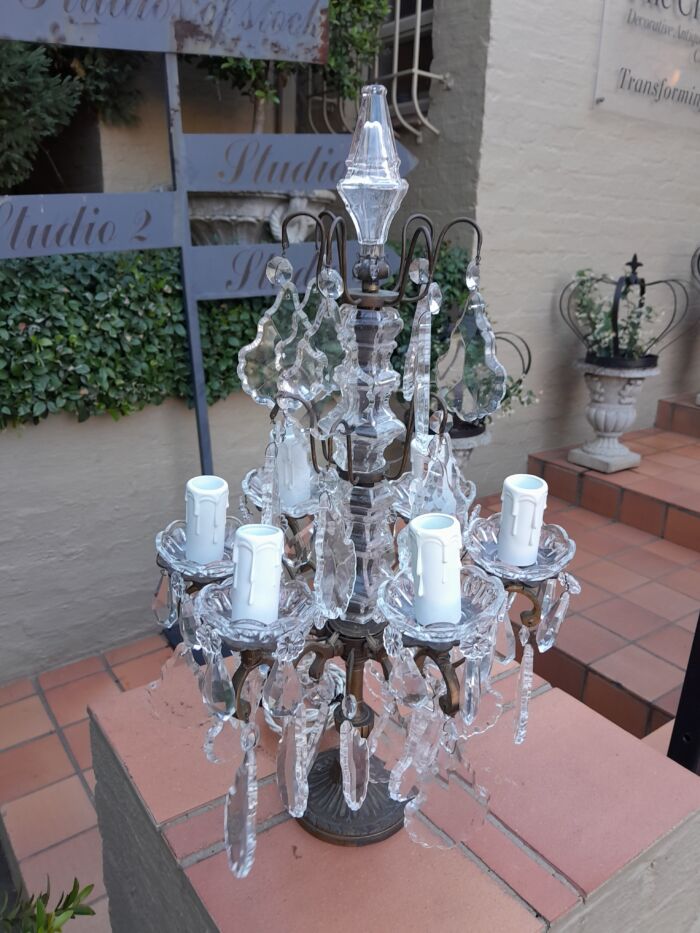 An Early 20th Century French Gilt And Crystal Candelabra Electrified - Image 5