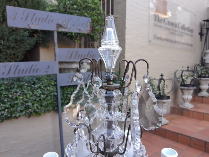 An Early 20th Century French Gilt And Crystal Candelabra Electrified - Image 8