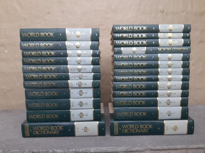 A 20TH Century Set of Twenty Four (24) Volumes of a Complete Set of World Book Encyclopaedia including 2 Dictionaries