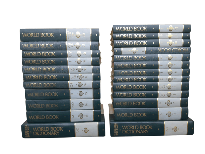 A 20TH Century Set of Twenty Four (24) Volumes of a Complete Set of World Book Encyclopaedia including 2 Dictionaries