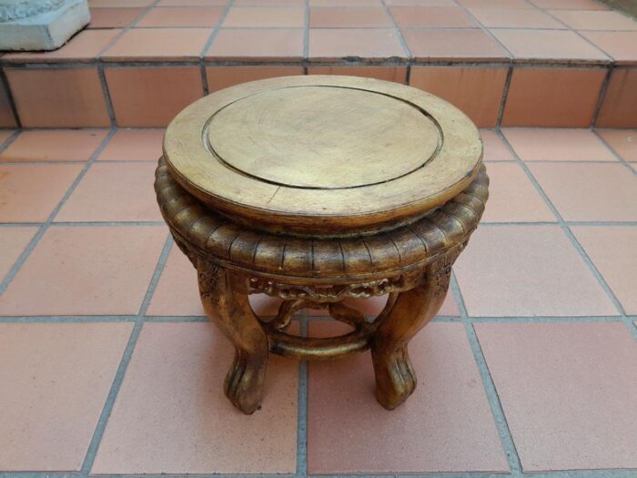 A 20th Century Chinese Ornately Carved Wooden Base / Stand Hand Gilded with Gold Leaf - Image 3