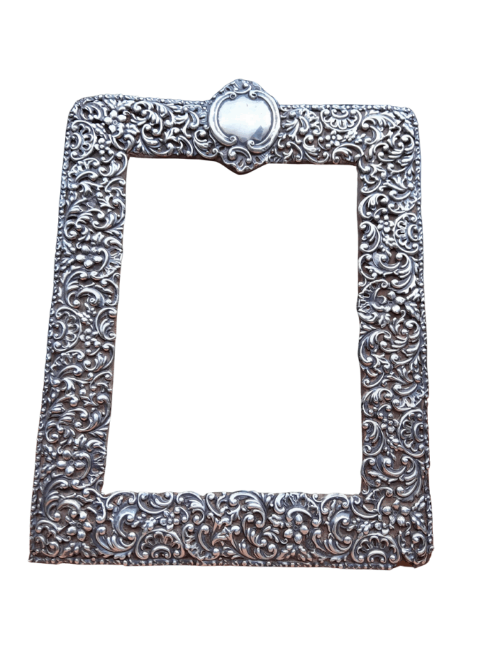 An Antique/Circa 1900  Victorian English Silver Picture Frame