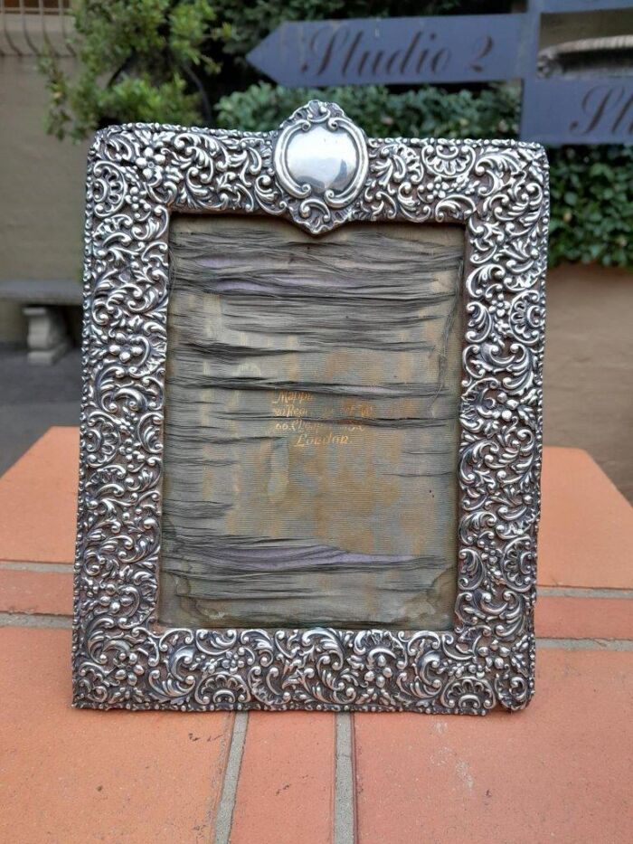 An Antique/Circa 1900  Victorian English Silver Picture Frame - Image 2