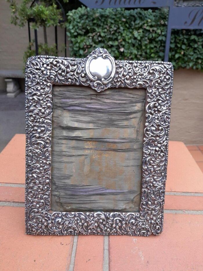 An Antique/Circa 1900  Victorian English Silver Picture Frame - Image 3